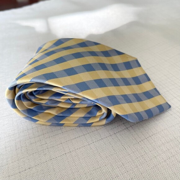 Men’s Nautica Yellow Blue Striped Tie. 100% Silk - Picture 5 of 7